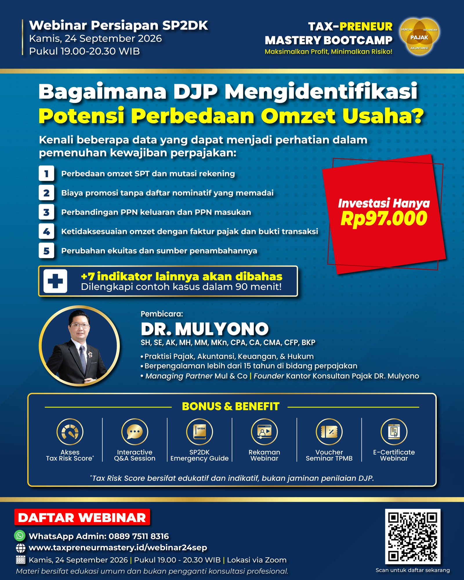 Webinar SP2DK & Pemeriksaan Pajak bersama DR. Mulyono